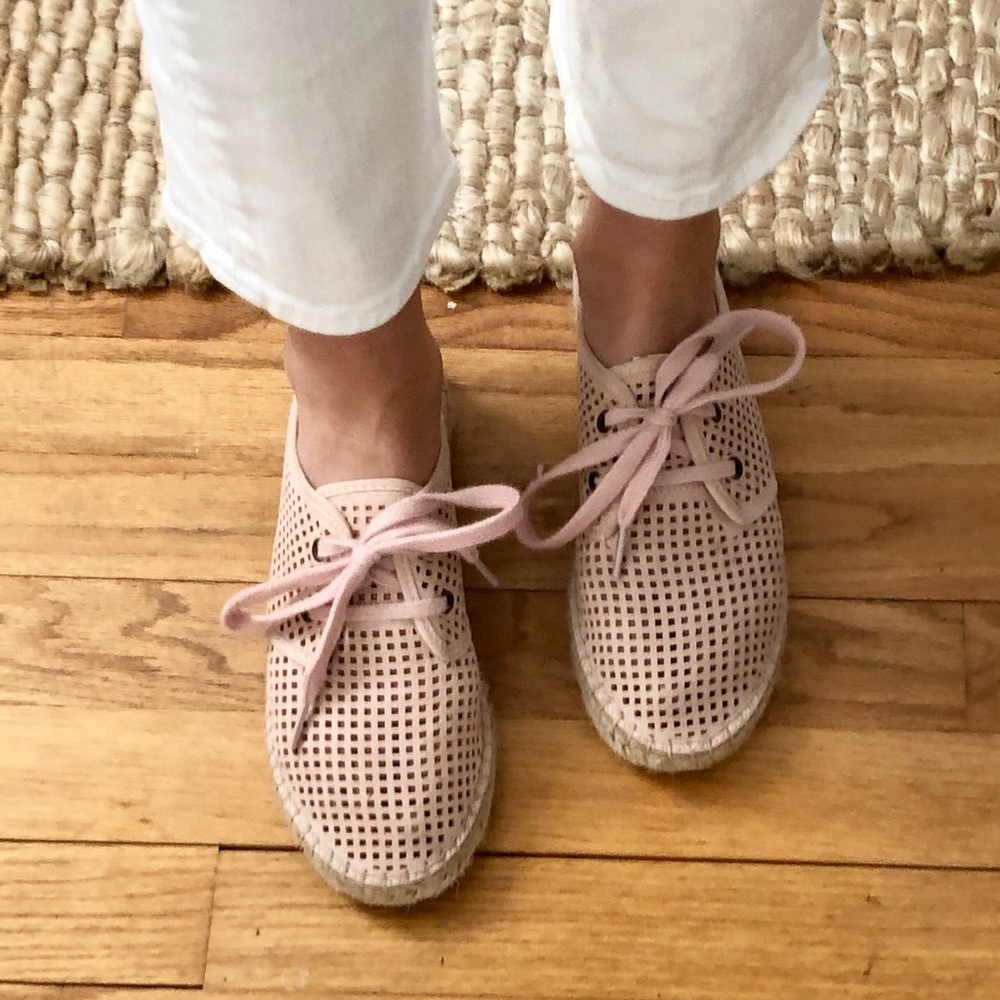 Pink Cutout Espadrille Lace Up Shoe